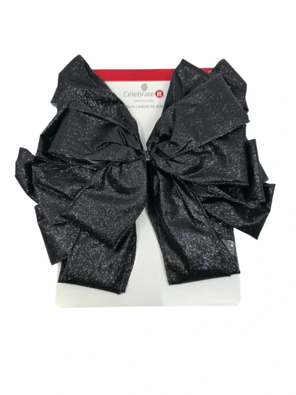 Celebrate It Big Black Glitter Bow w. Wire NEW